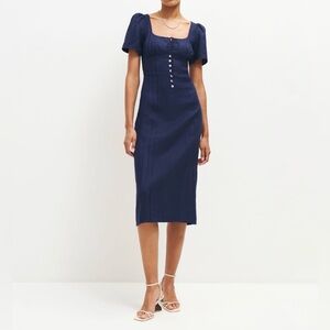 Reformation Pierce Linen Dress in Danube, Size: 4